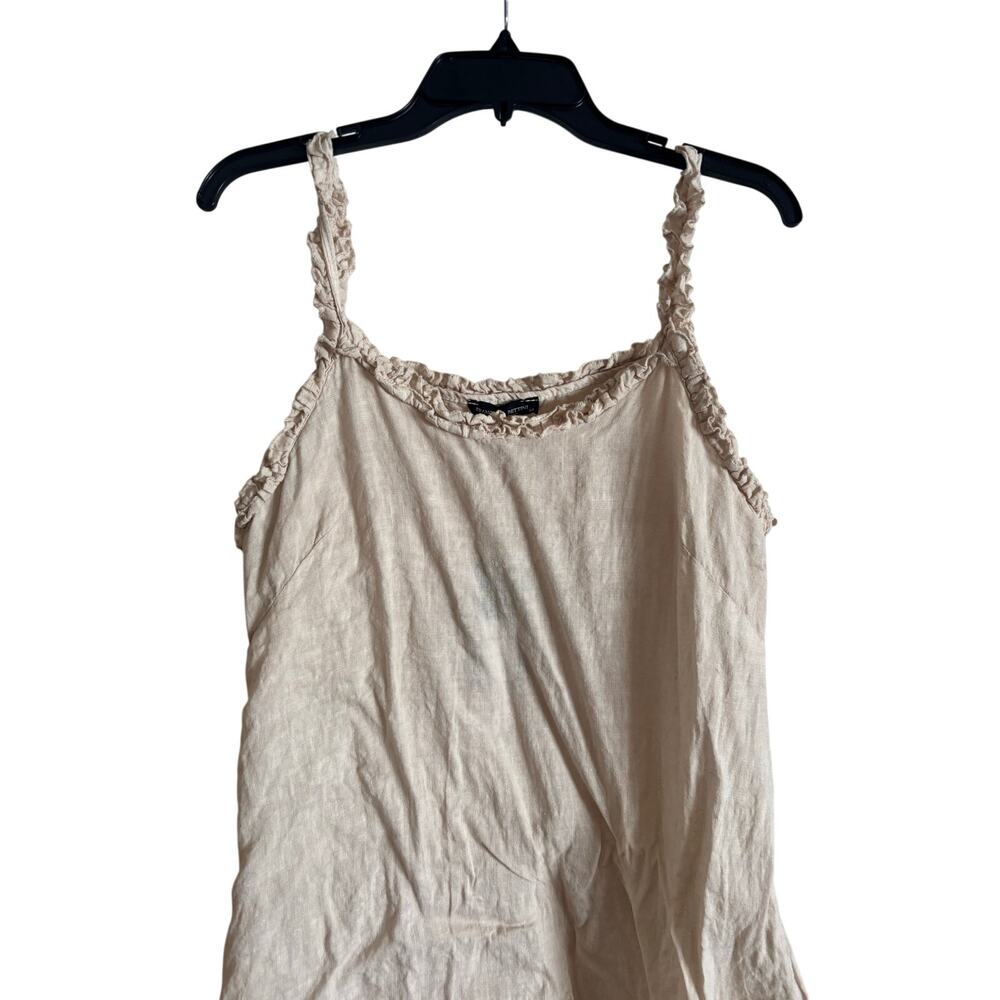 Francesca Bettini Italy 100% Linen Midi Tank Dress Tan Natural Medium NWT - Picture 2 of 6
